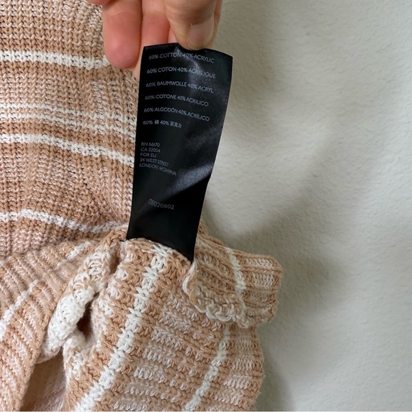 Urban Outfitters Long Sleeve Cowl Neck Striped Tan and White Cropped Sweater M - Picture 6 of 10